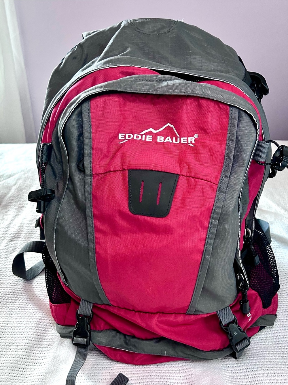 Vintage Rare Eddie Bauer Versatrex Backpack Red & Gray Hiking Ripstop Outdoors